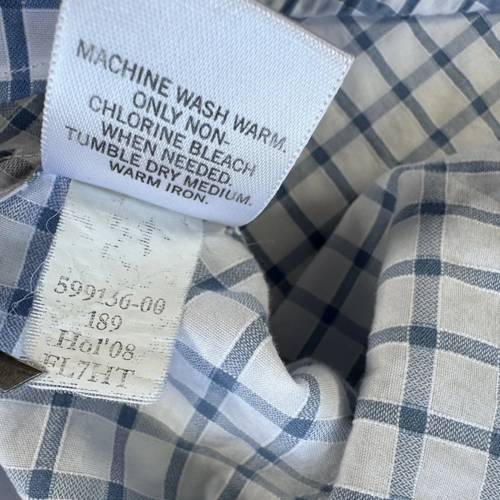 BANANA REPUBLIC Long Sleeve Button Up Shirt Mens 15-15 1/2 Med Blue Pattern